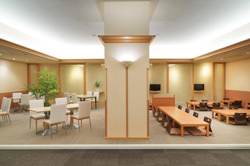 【人気の大浴場が朝も夜も入り放題】スパラウンジの朝食セット＆ハーフブッフェ付