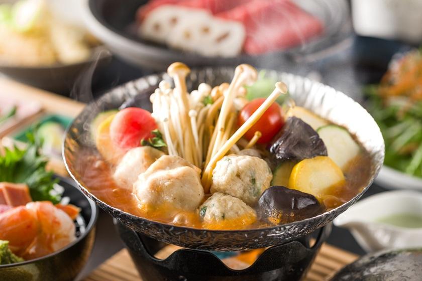【伊勢海老お造り・鶏と夏野菜のトマト出汁鍋・信州牛の焼きしゃぶ】夏信州恵みづくし最上級会席プラン