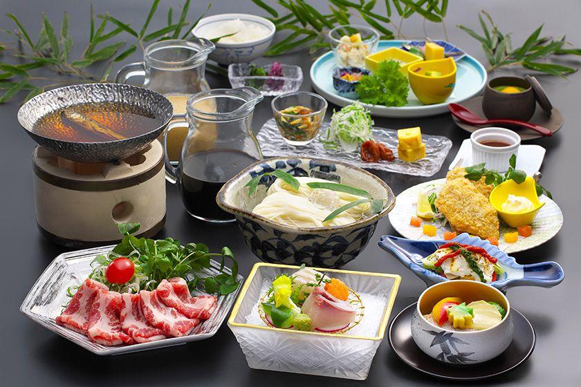 【会席スタンダード】海鮮会席プラン　県産豚アゴ出汁鍋　近海産アジフライ≪6～8月≫
