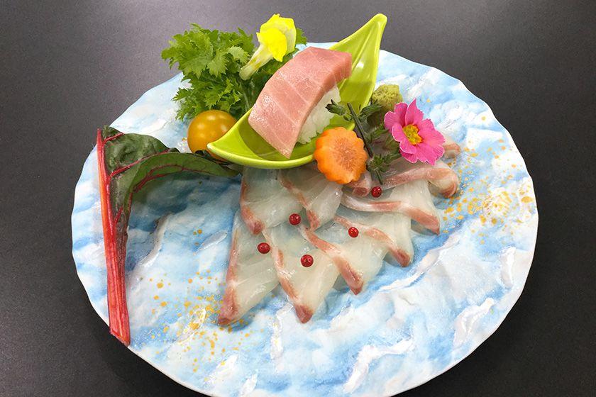 【会席グレードアップ】季節会席プラン　鯛薄造り　国産牛と出汁しゃぶ鍋≪6～8月≫