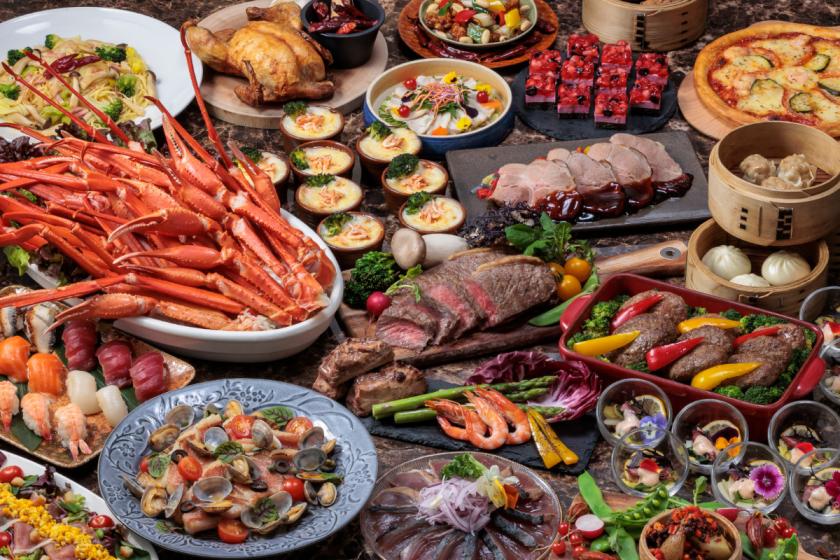 【4月～5月】蟹・ステーキ・寿司ディナービュッフェ＆熊本ご当地朝食付きプラン（2食付）