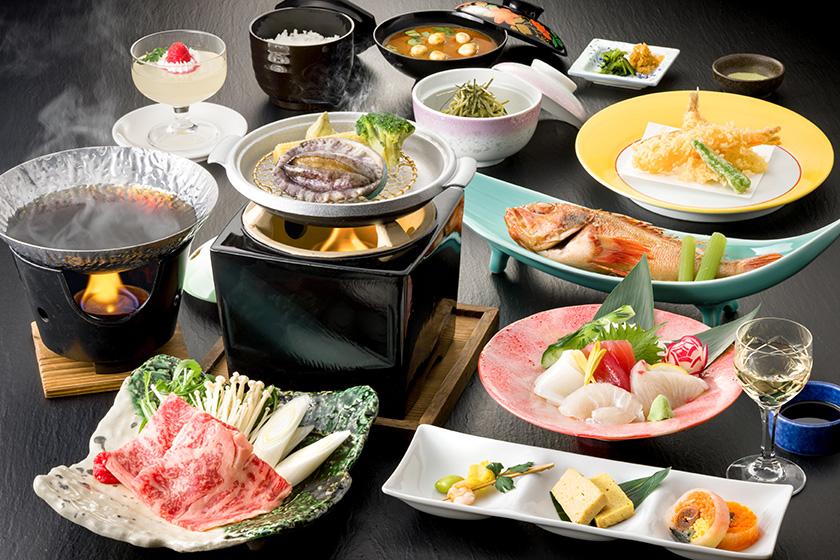 ◆厳選「あいち牛のすき焼き＆活き鮑のステーキ」付き特別会席