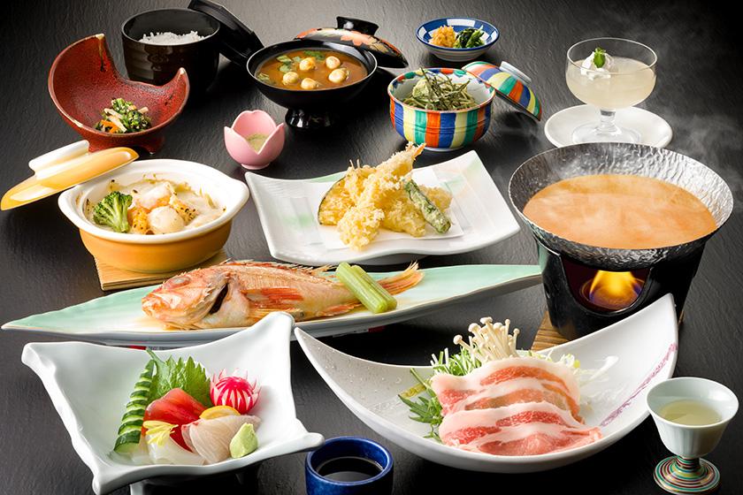 ◆名物「地元ブランド豚の季節鍋」付き会席料理