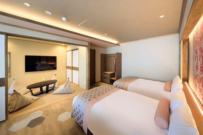 Suite＜淡炭～AWASUMI～＞和洋室ツイン60㎡＋温泉露天風呂