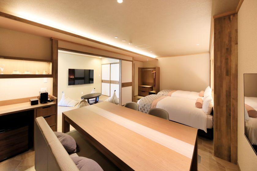 Suite＜淡炭～AWASUMI～＞和洋室ツイン60㎡＋温泉露天風呂