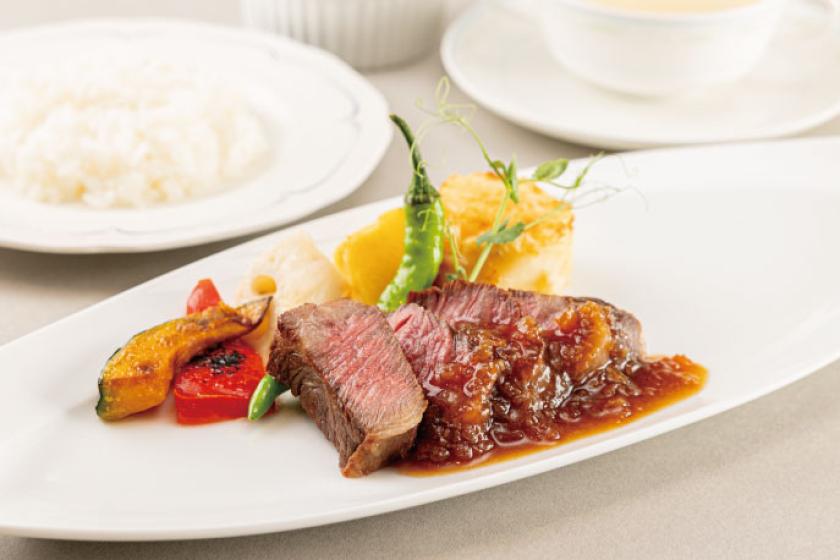 ◆2食付き◆ ホテルズカフェ“パスワード”での「黒毛和牛モモ肉のセット料理」付プラン
