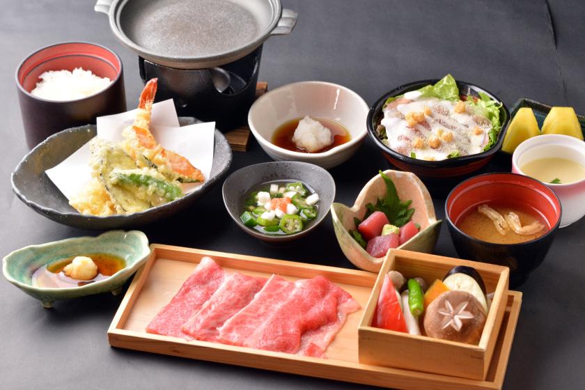 【新登場!!】1泊2食付き　和牛焼きしゃぶ御膳＆朝食付き宿泊プラン（入館料込み）