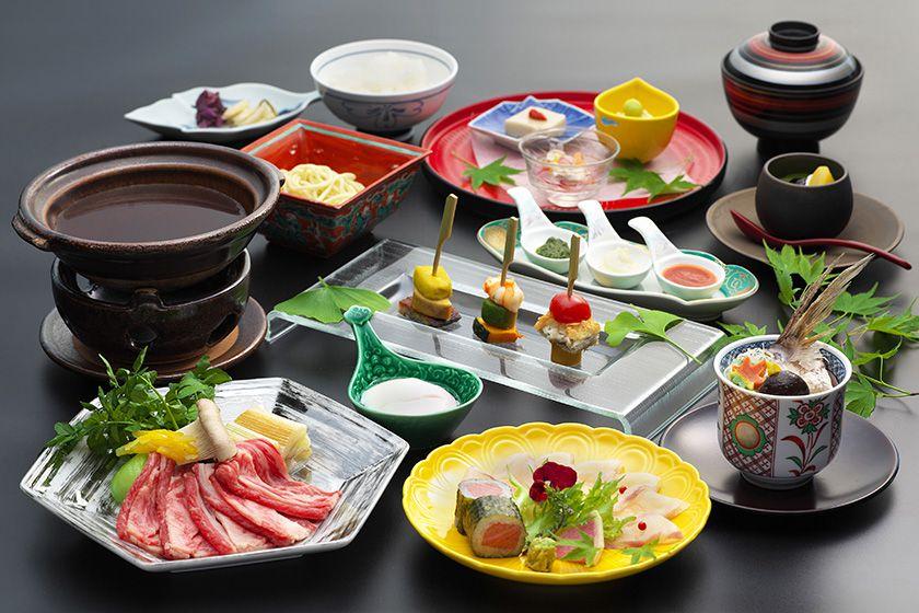 【会席スタンダード】海鮮会席プラン　鮮魚薄造り　国産牛すき鍋　鯛スープ蒸し≪9～11月≫