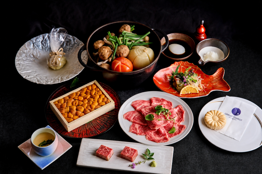 【プレミアムコース】山下春幸シェフ監修　新和食コース「淡路ビーフ山海トマトすき焼き」をご堪能（夕朝食付）